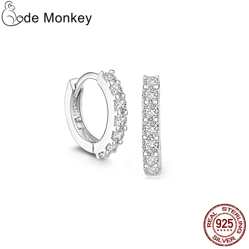 CodeMonkey,, настоящее 925 пробы, серебряные, Кристальные, круглые серьги для женщин, изготовление ювелирных изделий, подарок на свадьбу, вечеринку, помолвку, E024