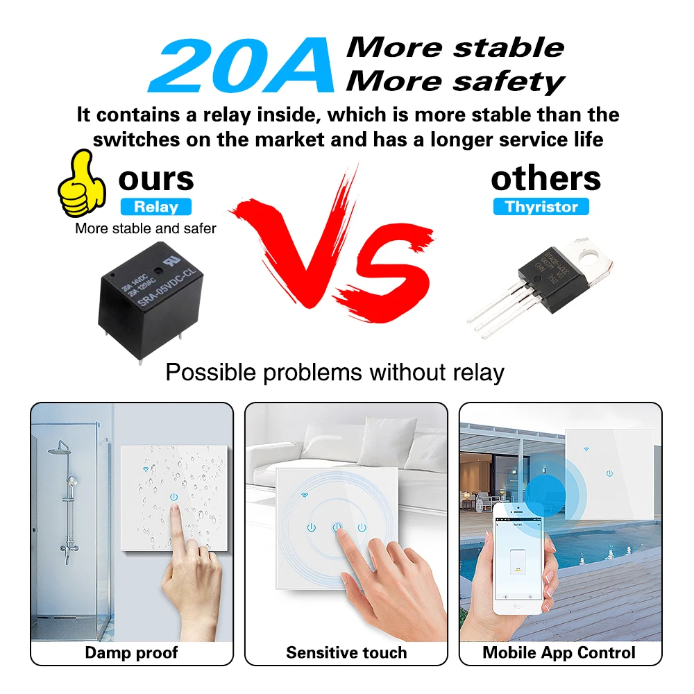 eu black luxury glass panel tuya smart house wifi switch work with google home alexa voice need neutral wire app remote control free global shipping