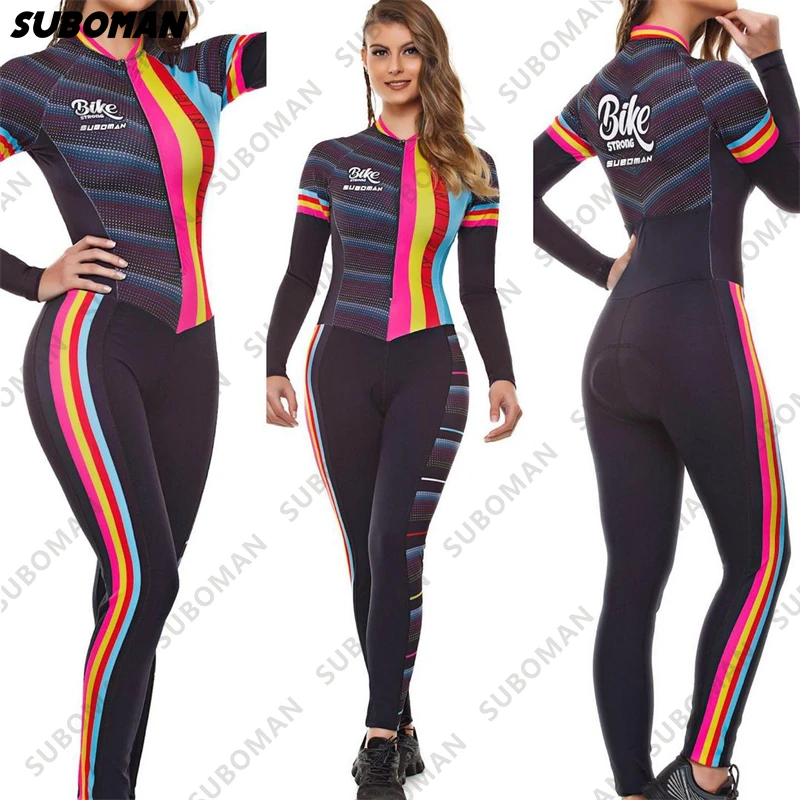 

2021 Women temperament suboman team Long short Sleeve Jumpsuit Monkey Female mountain bike Summer Outdoor Sports Bike Clothing