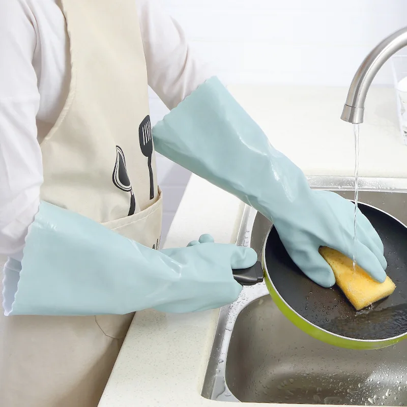 Перчатки для мытья женские зимние домашние матовые и толстые водонепроницаемые