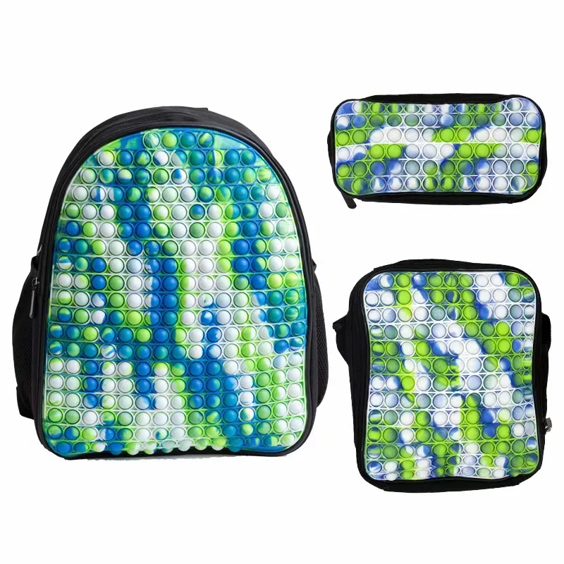 

Hot Schoolbag New Year Gift 3Pcs Set POP Its Backpack Stress Relief Antistress Soft Squishy Gift Anti Squeeze Bubbles 12-16 Inch