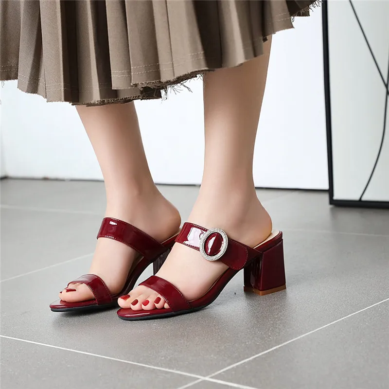 

Lsewilly 2020 New Fashion Plus Size 50 High Heels Summer Shoes Woman Sandals Mules Solid Outside Women Shoes Footwear