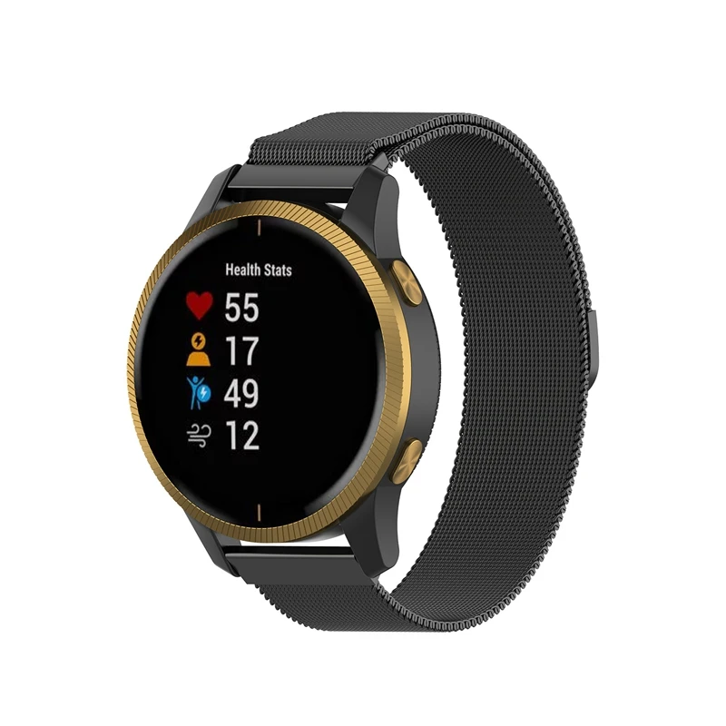 Black JKER магнитный ремешок для наручных часов Garmin Venu из нержавеющей стали с металлической петлей для наручных часов Garmin Vivoactive 4S Vivoactive 4 - Цвет: Black