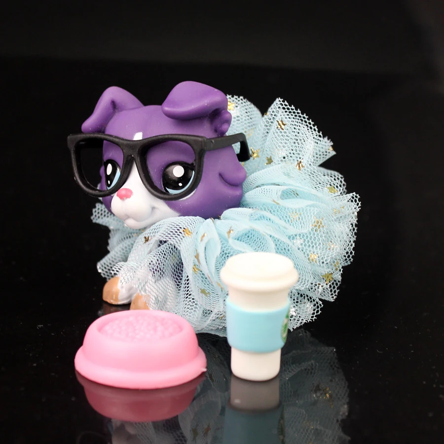 YASMINE Pet Shop фиолетовый колли собачьи очки аксессуары синяя юбка lps #1676|Игровые