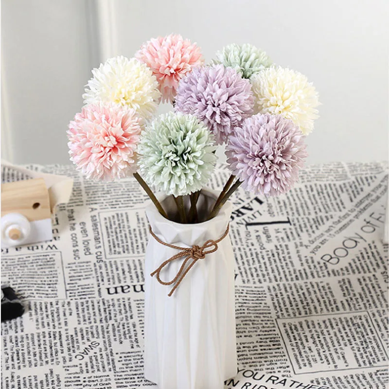

1PCS Artificial Flowers Bouquet Dandelion Flower Ball Silk Flowers for Home Decoration Arrangement Wedding Party