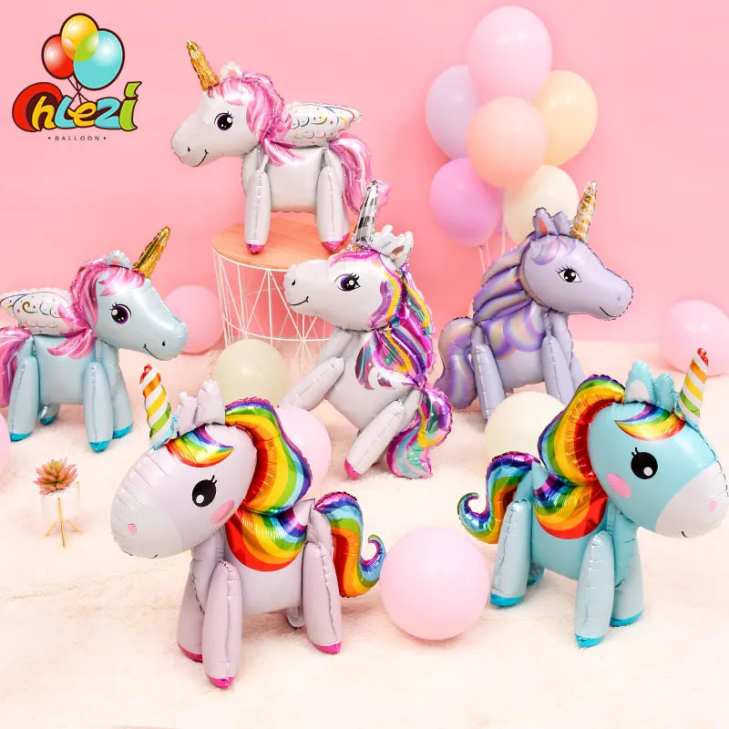 1 шт. 3D DIY милые воздушные шары из фольги с радугой и единорогом розовые синие