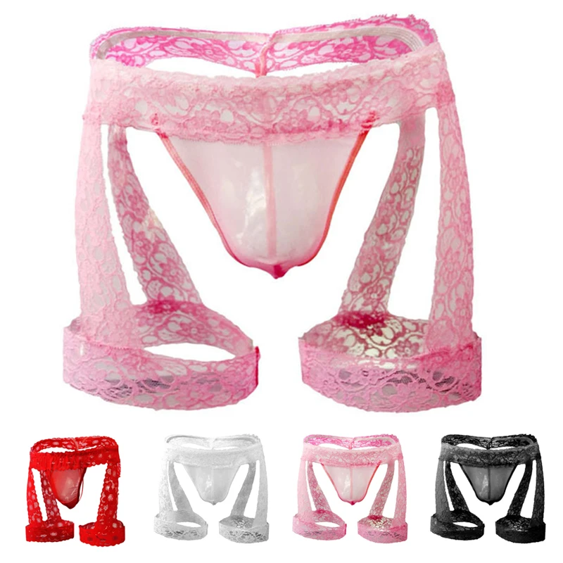 

Lace Thongs Enhance Pouch Underwear Men's Sexy Sissy Panties Bikini Briefs Underpants Bandage Boxer Shorts Sexy Lingerie Gays