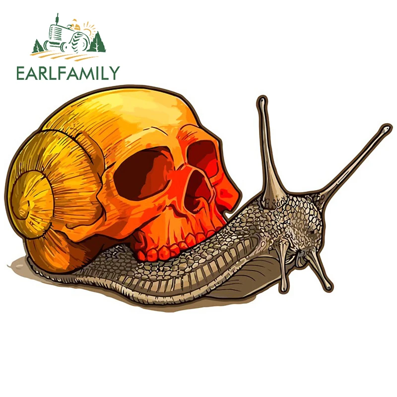 Виниловая наклейка на лобовое стекло, 13 см х 7,7 см, для заката, улитки, автомобильная наклейка с черепом