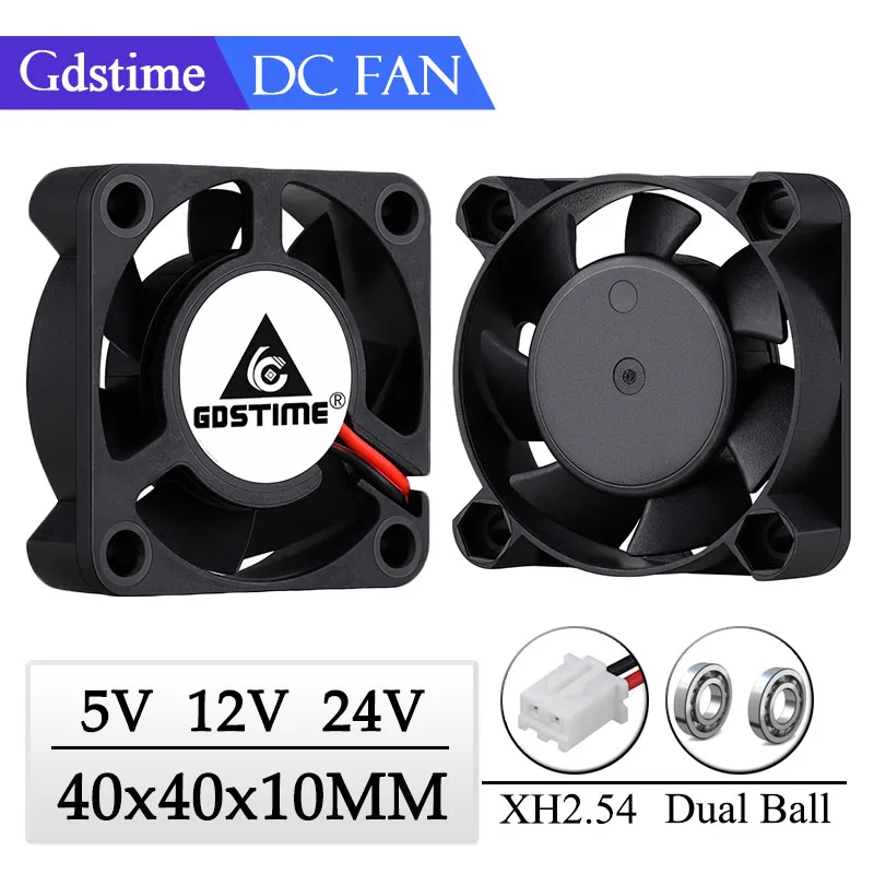 1Piece Gdstime 5V 12V 24V 40x40x10mm Dual Ball Bearing Mini Small Brushless DC 3D Printer Cooling Fan 40mm 4010 Cooler Fan