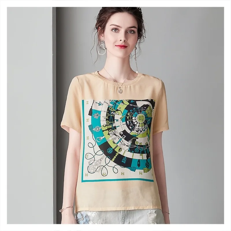 Женская шелковая футболка универсальная маленькая из шелка тутового шелкопряда