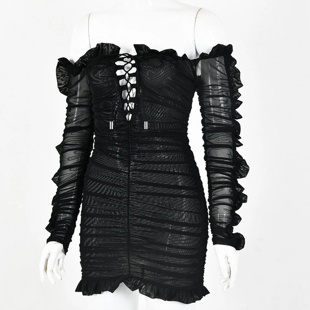 Летнее сексуальное Бандажное облегающее платье с открытыми плечами женское