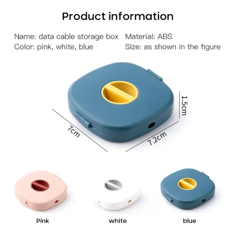 

Travel Portable Data Cable Storage Box Multifunction Earphone Wire Protective Box Rotatable For Sort Out Earphone Charging Cable