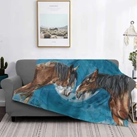 the conversation hot sale printing high qiality flannel blanket equine clydesdale harness equestrian equestrian art horse