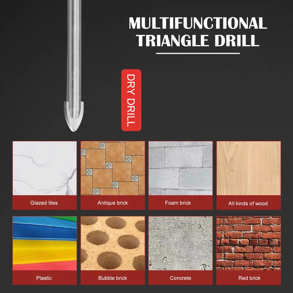 

Mansory Drill Bit Tile Glass Drill Bit Set Cemented Carbide Tip 3/4/5/6/8/10/12mm Drilling Bit for Ceramic Tile Glass Brick Wood