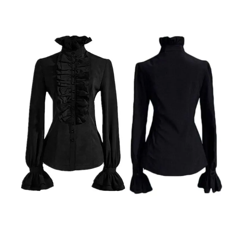 Женские топы высшего качества в викторианском стиле блузы с высоким воротом