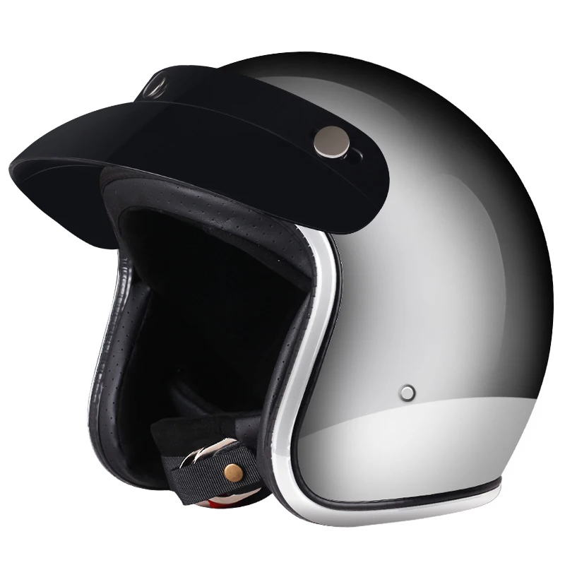 Mirror Silver Motorcycle Helmet Chrome Casco Capacete Riding 3/4 Open Face Vintage Motocross Racing Helmets | Автомобили и