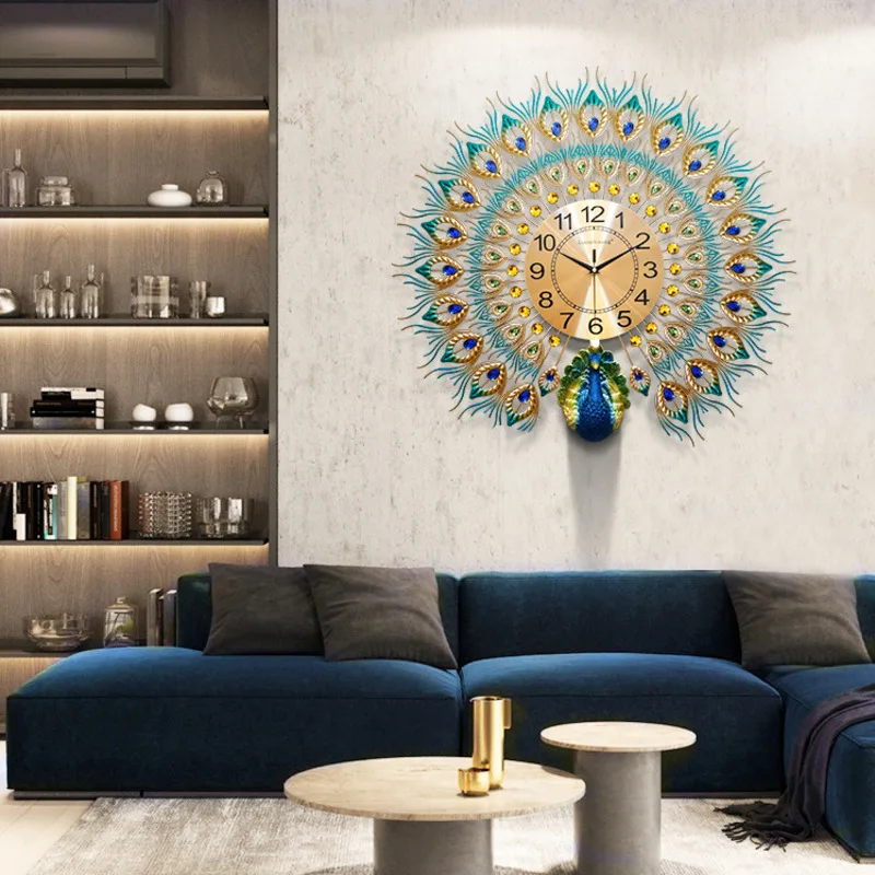 60*58 см настенные часы Павлин современный дизайн роскошные украшение для спальни
