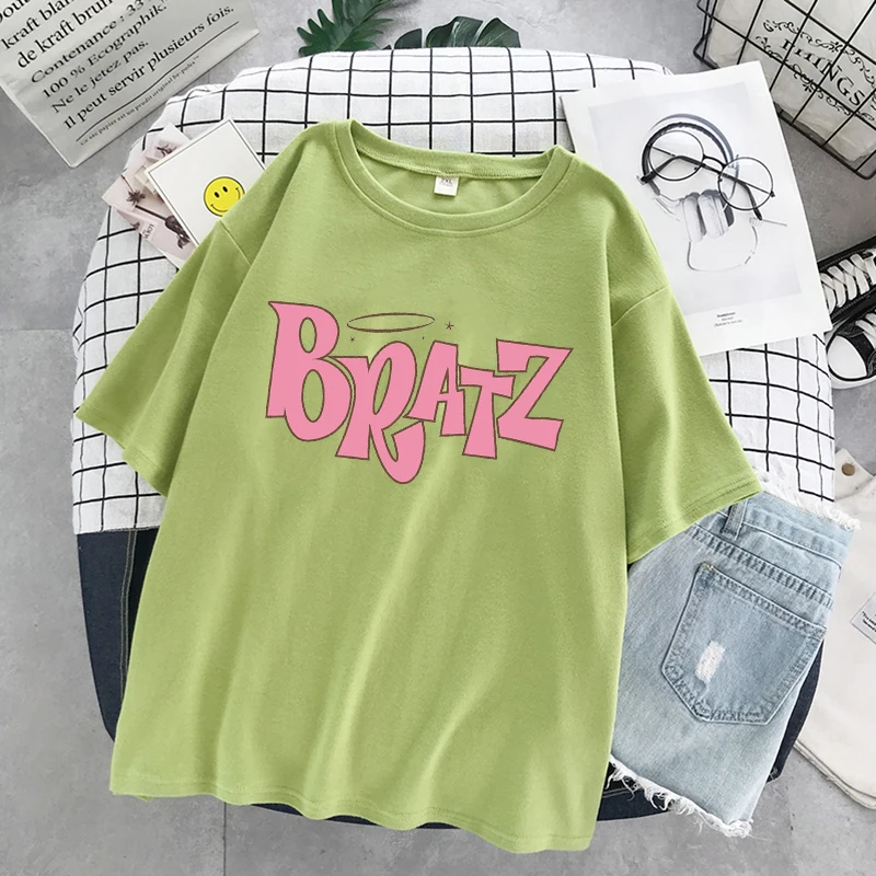 

Summer Bratz letters short-sleeved women's T-shirt casual tops fashion Harajuku print Y2k streetwear oversized t-shirt