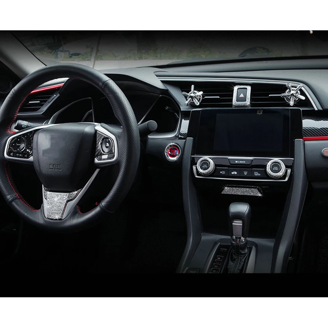 4 шт. Кристалл интерьер рулевого колеса Крышка отделка Подходит для Honda Civic