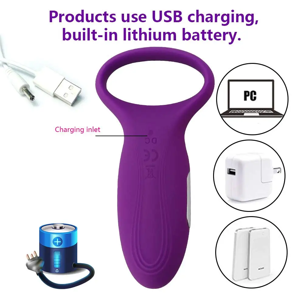 

USB Rechargeable 7 Speed Vibrating Massage Rings for Men Delay Longer lasting - Stimulate Clitoris Rings Massager for Women