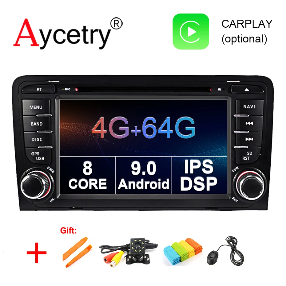 Ips DSP Android 9,0 4 ГБ/2 Гб 8 ядерный/4 core 2 дин gps для Audi A3 S3 2003-2012 DVD плеер навигационная Авто Аудио мультимедиа
