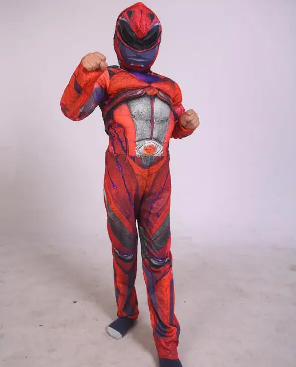 Детский костюм супергероя Power нагрудный комбинезон для Хэллоуина красный |