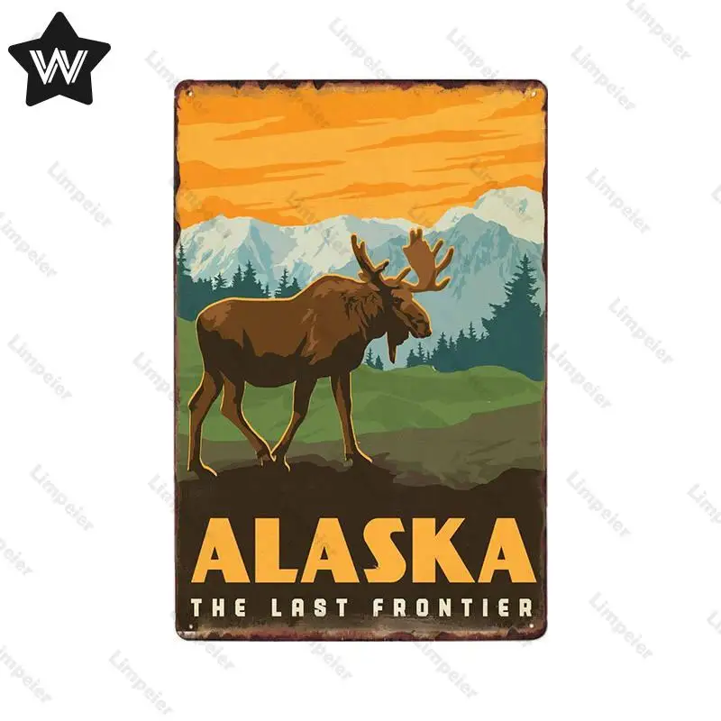 Металлический постер в виде оленя Оловянная табличка с оленем винтажные