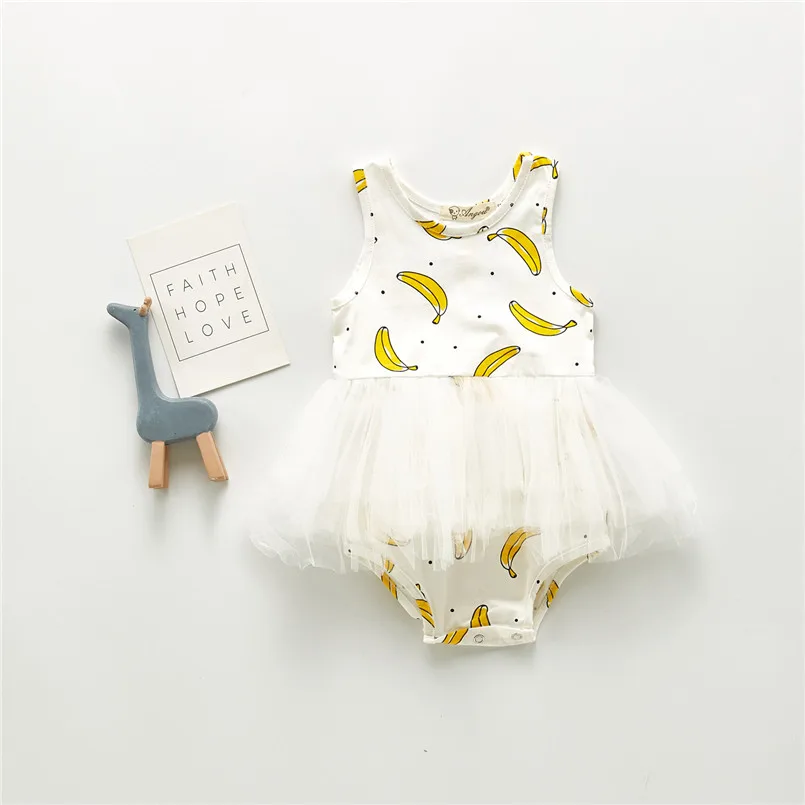 Милое белое Тюлевое платье для новорожденных девочек желтые костюмы без рукавов