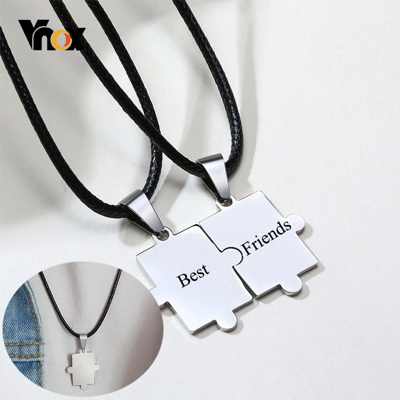 

Vnox Personalize Engrave Puzzle Couple Necklaces for Women Men Stainless Steel Never Fade Love BFF Custom Gifts Jewelry
