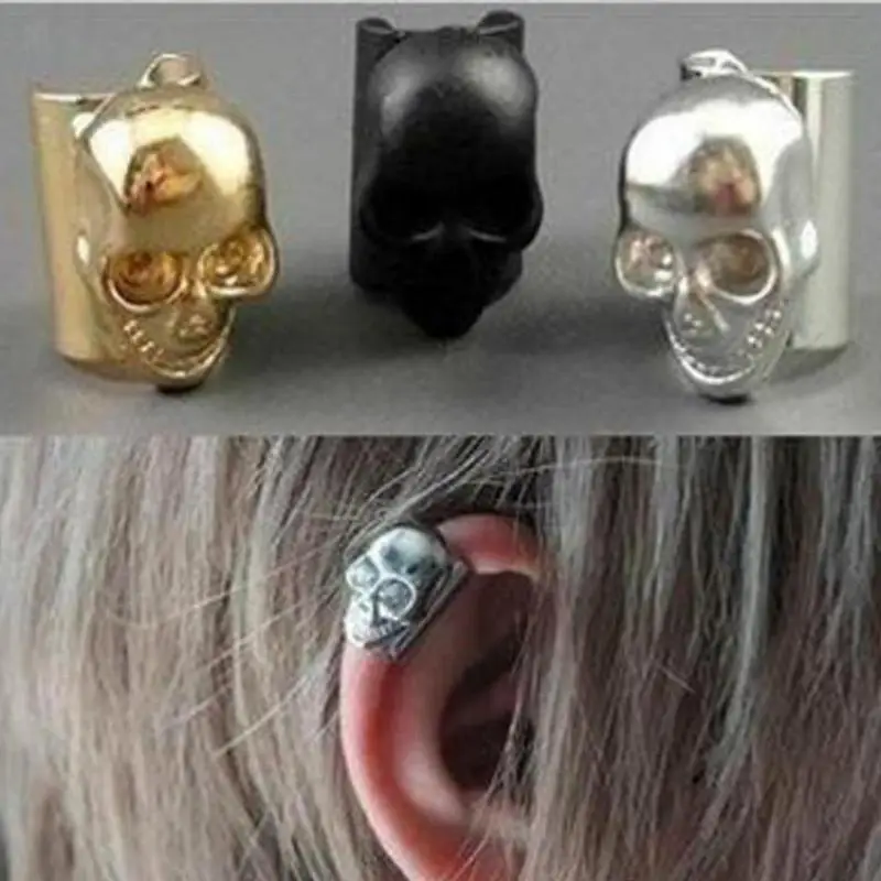 

Punk Skull Head Earrings Skull Head Clip Earrings For Women Men Earing Jewelry Without Hole Fake Earring Men Ear Clips Earings