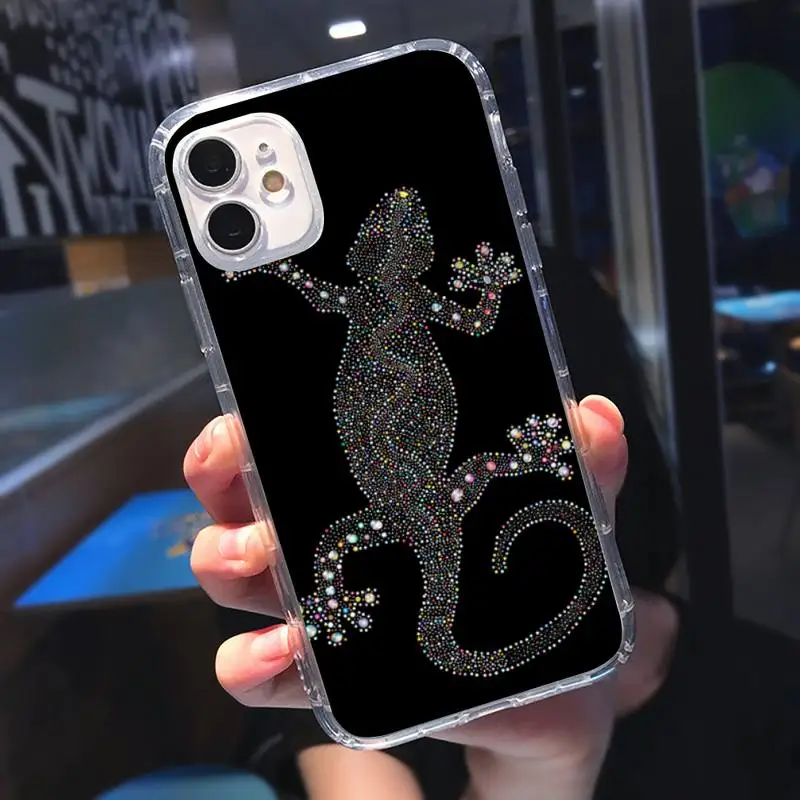 

Gecko Lizard Animals Phone Case Transparent for iPhone 6 7 8 11 12 s mini pro X XS XR MAX Plus