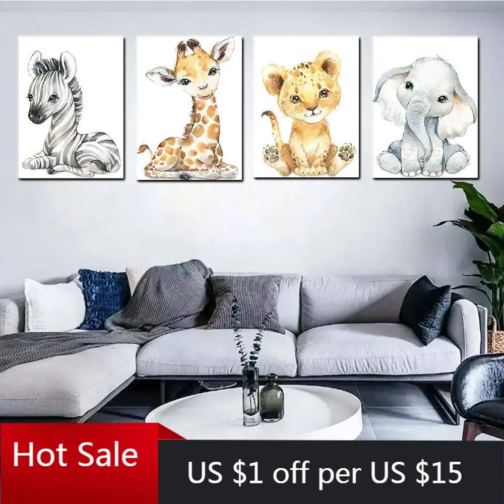 

Cartoon Animal Poster Canvas Painting Children's Room Decorative For Poster Aesthetic Room Decorative Wall Art Pictures