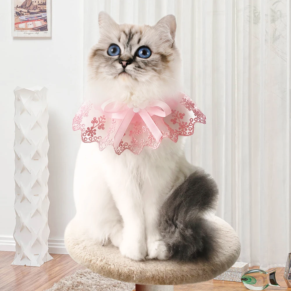 

Bowknot Lovely Dog Lace Bib Cat Saliva Towel Sweet Decor Collars Cute Lace Pet Collar Bib for Small Dog Pet Accessories