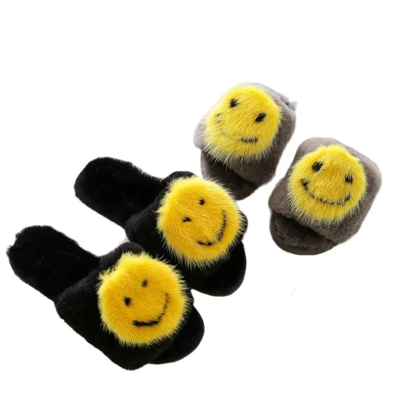 

New Fashion Apparel Accessories Mink Wool Slippers Furry Slides for Women Shoes