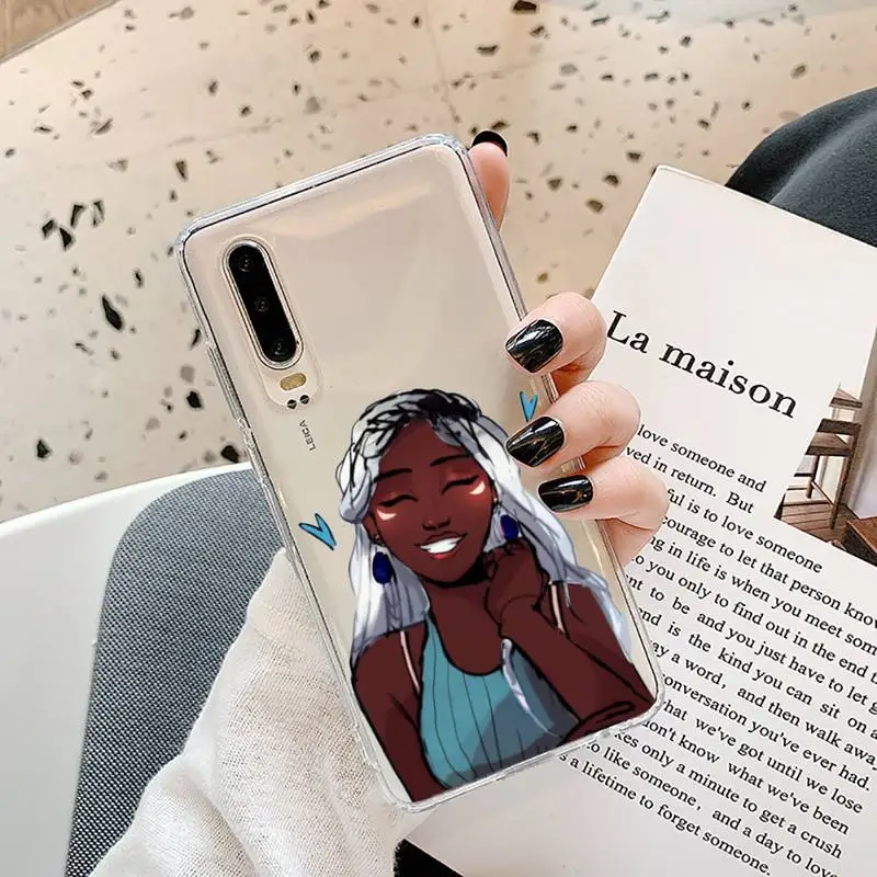 

Afro Girls Black Women Art Phone Cases Transparent for Samsung A71 S9 10 20 HUAWEI p30 40 honor 10i 8x xiaomi note 8 Pro 10t 11