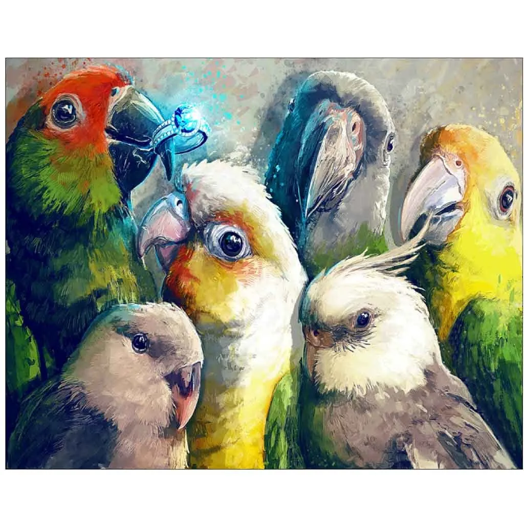 Алмазная живопись Мультяшные животные попугай тигр лошадь 5D искусственная