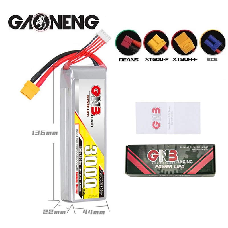 1-3 шт. литий-полимерный аккумулятор GNB HV MAX 14 8 C 3000 В мАч с разъемом XT60/XT90/T для