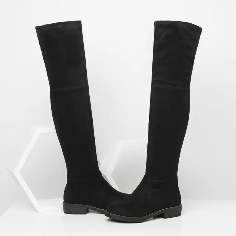 KemeKiss Over The Knee Boots For Women Casual Zipper Flats Shoes Comfort Soft Stretch Thigh High Botas Mujer Size 34-43 | Обувь