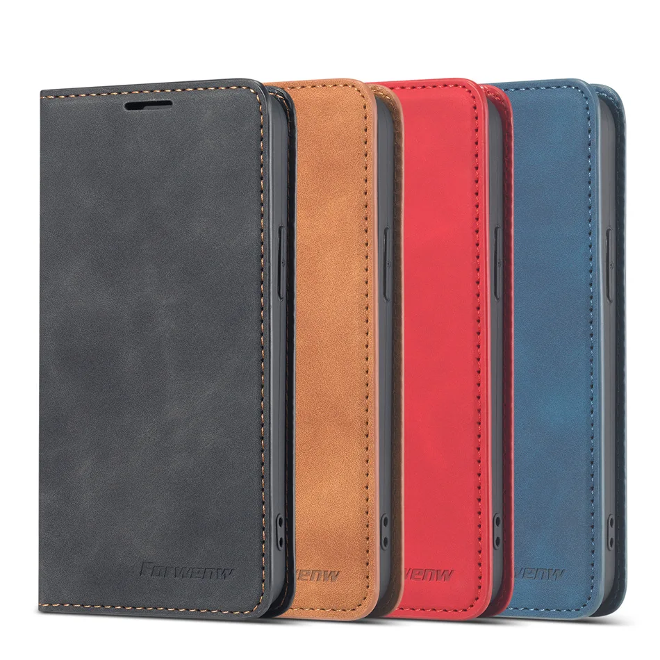 

Leather Flip Wallet Case For iPhone 12 Pro Max Skin Feeling Mobile Phone Case Cover