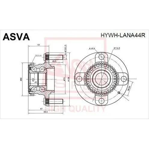 Ступица задняя с кольцом абс ASVA) ASVA HYWH LANA44R|Клатчи и аксессуары| |