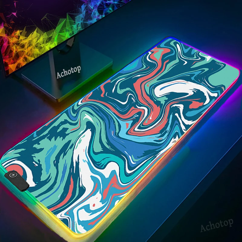 

Настольные коврики, большой коврик для мыши XL, игровой коврик для мыши RGB XXL, игровой компьютерный коврик для мыши Strata с жидкой светодиодной п...