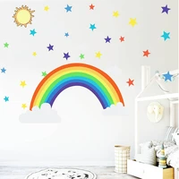 cartoon rainbow stars wall sticker for kids rooms living room bedroom decoration wallpaper color mural child stickers for nurser