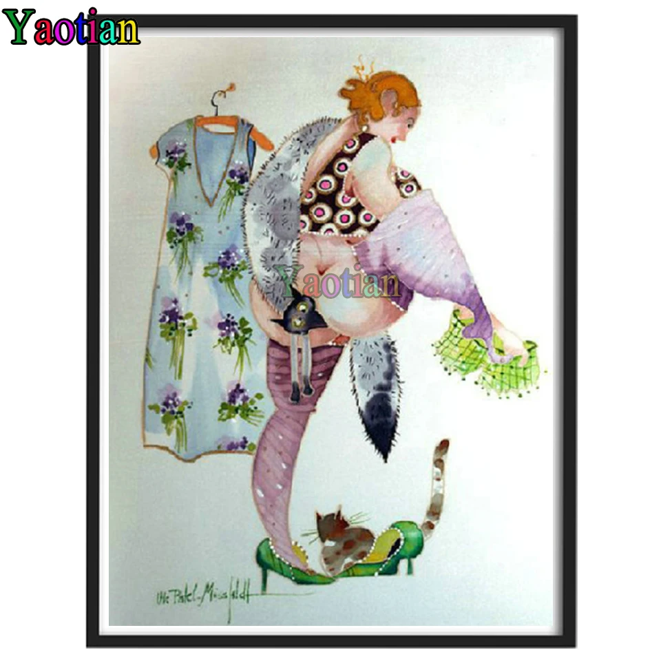 

5D DIY Diamond Painting Cartoon sexy fat lady Full Square round Drill Mosaic Diamond Embroidery Cross Stitch Decoration Home