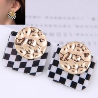 kymyad korean trendy fashion stud earrings for women white black square shaped earings fashion jewelry