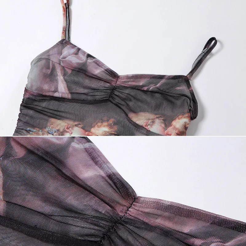

Summer Dress Printed Sling Low-cut Bag Hip Casual Summer Style Breathable Soft And Comfortable All-matched Bodycon Dress