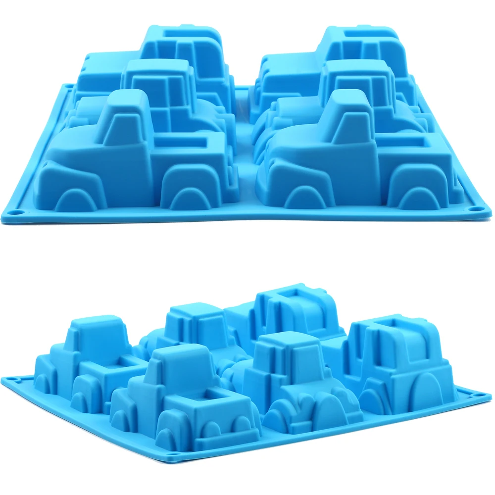 8 Cavity Cartoon Car Shape Silicone Mold Chocolate Muffin Ice Baking Pan Soap Bakeware Kicthen Fondant Cake Decoration Tool | Дом и сад