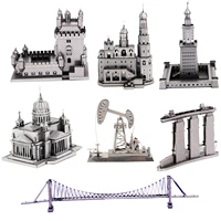 3d metal puzzle playground building tower bridge cable car model kits assemble jigsaw puzzle gift toys for children
