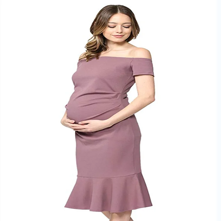 

Платье для беременных с вырезом лодочкой элегантные платья для беременных Одежда для беременных с открытыми плечами платье для будущей мам...