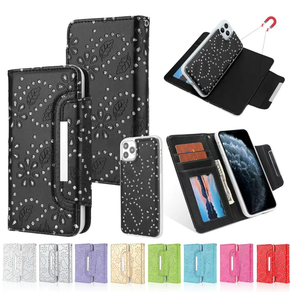 Для iPhone 11 iPhone11Pro Max Золотой луковый порошок кленовый цветочный узор слот для карт