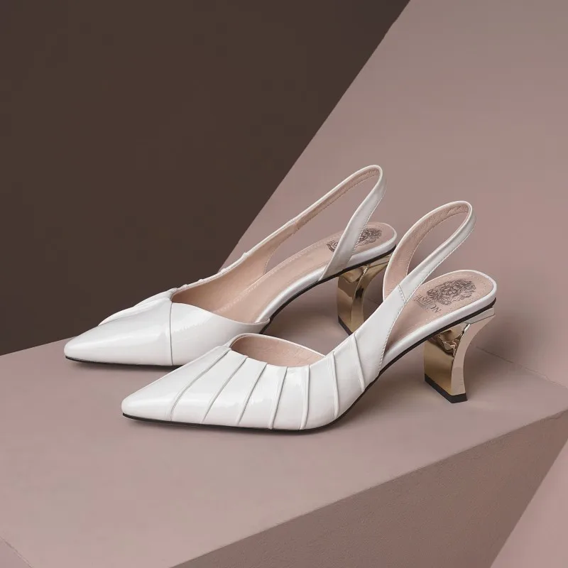 

Plus Size Pointed pleated sandals high heels sandals women shoes woman summer ladies